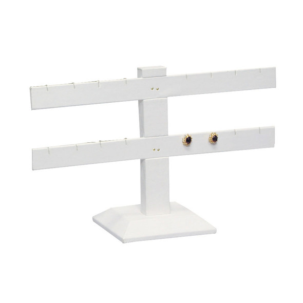 8-Pair Multi Bar Earring Display White Leatherette