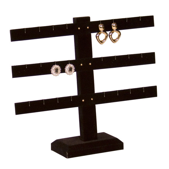 12-Pair Multi Bar Earring Display Black Velvet