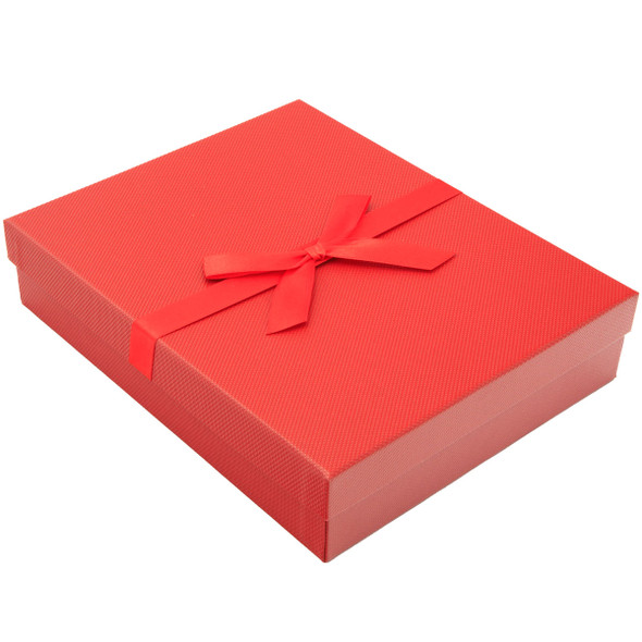 Red Necklace Jewelry Box with Ribbon Packer – Elegant Necklace Gift Box (JFN12-RD)