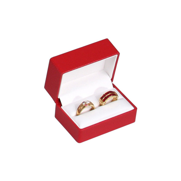 Premium Ribbon Double Ring Box, Choose from various Colors. 2.88" x 1.63" x 2"H (JFR5-Color)