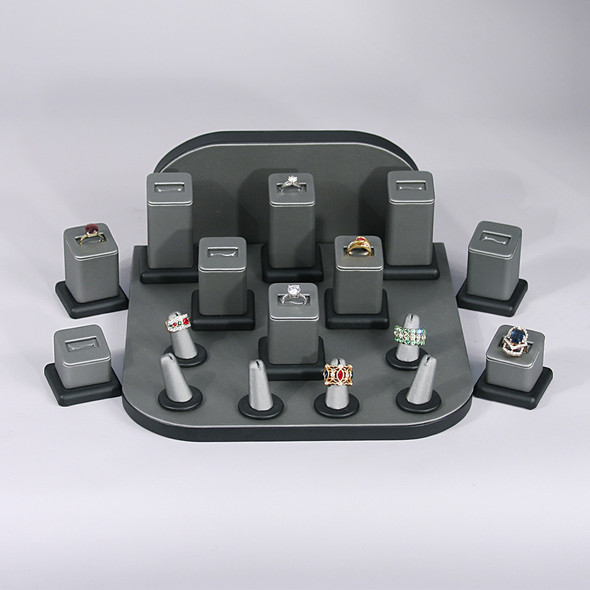 Display set (steel gray,black trim),18pcs,11x11x5"H