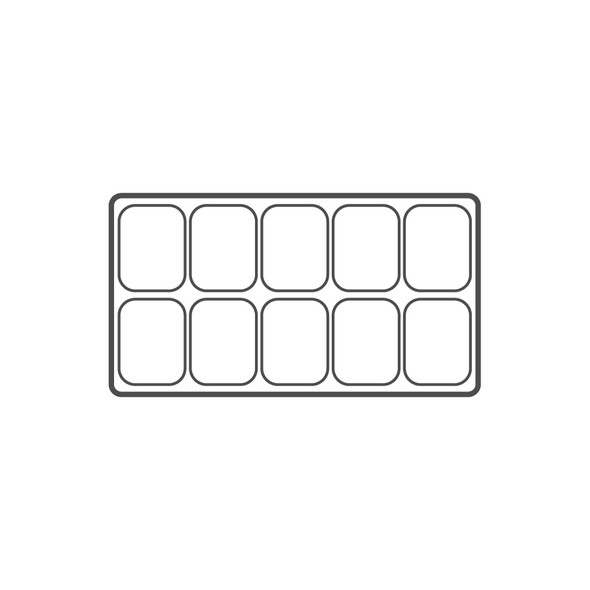 10-compartment Durable plastic tray Insert, 14 1/8"x 7 5/8"x 1 3/8"H,(Choose from various Color)