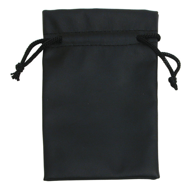 Black Leatherette Drawstring Pouch, Price for 12 Pieces