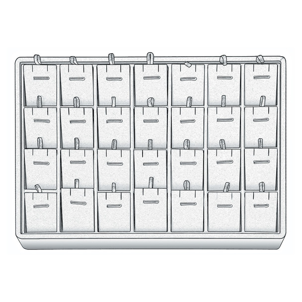 Steel Grey & Black Faux Leather Charm & Pendant Display Tray – Holds 28 Charms or Pendants with Removable Pads