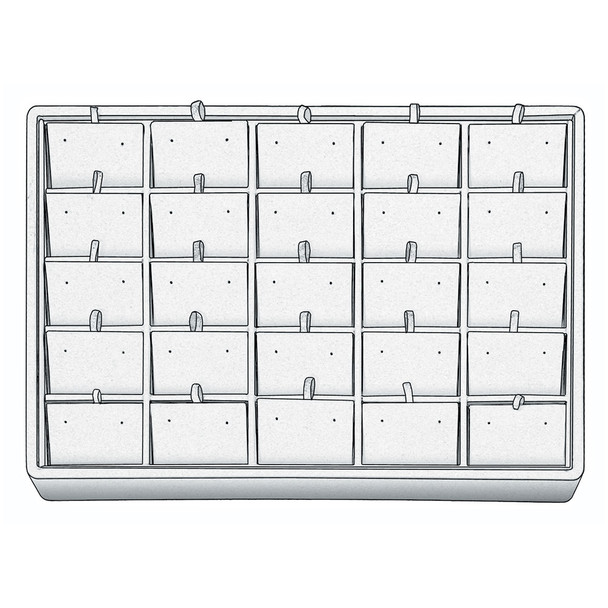 Steel Grey Faux Leather Stud Earring Display Tray for 25 Pairs with Stackable Beveled Base
