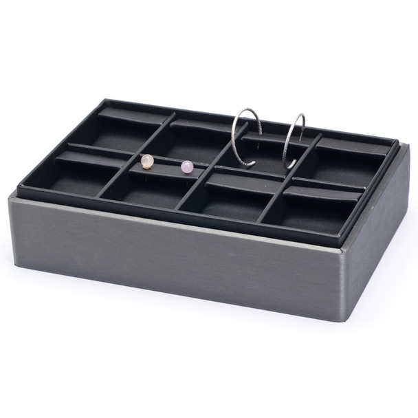 2” H Stackable Earring Tray,  9” x 6” x 2 1/8” H F66-78R