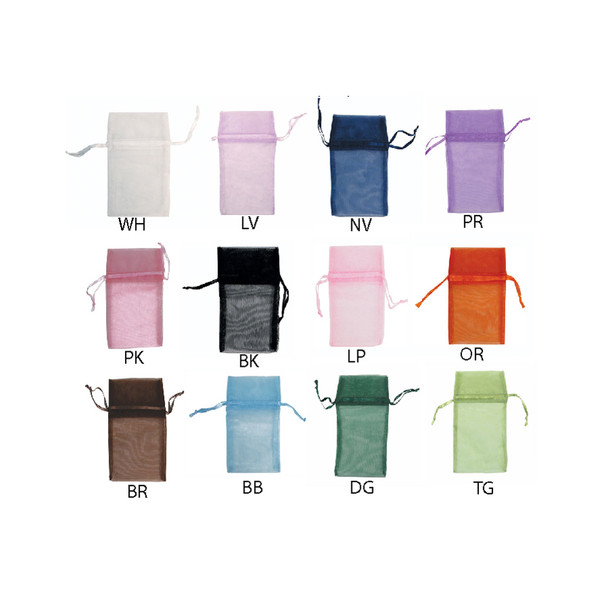 Organza Drawstring Pouches, Mixed 12 Colors, Priced per Dozen, Buy More and Save