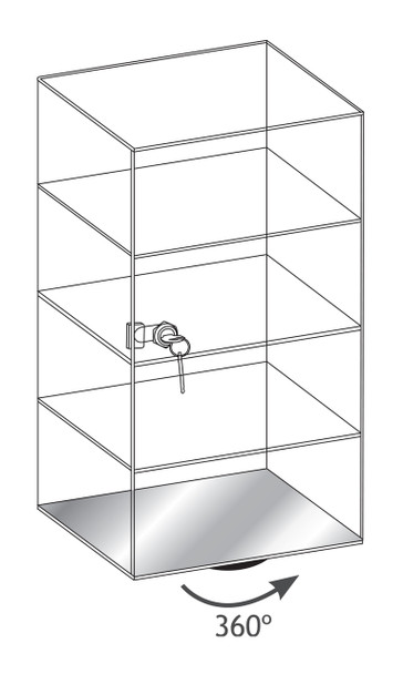 Acrylic Display Revolving Case , 10" x 10" x 18 1/2"H, 3 removable shelves (1109-B)