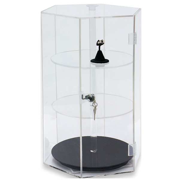 Acrylic Rotating Countertop Display Case with LED Lights - Eds Box