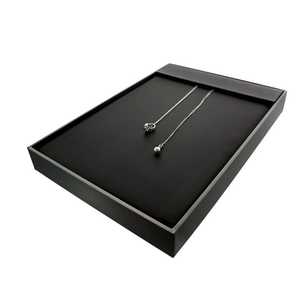 14-Chain Display Tray, Steel Grey-Black Leatherette 10 7/8" x 15 5/8" x 1 7/8"H (F8-26-78R)