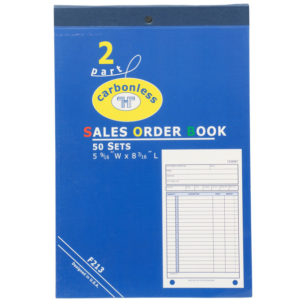 Sales Order Book, 50 sets 2-Part Carbonless, White-Yellow, 5 9/16" x 8 7/16" (F213)