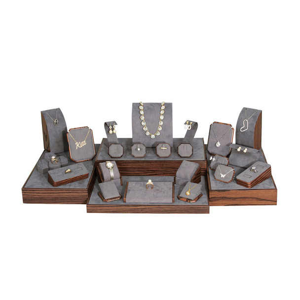 Wood Grain Finish 29-Piece Jewelry Display Set 31.25" x 16.5" x 9"H (SET78-D30)