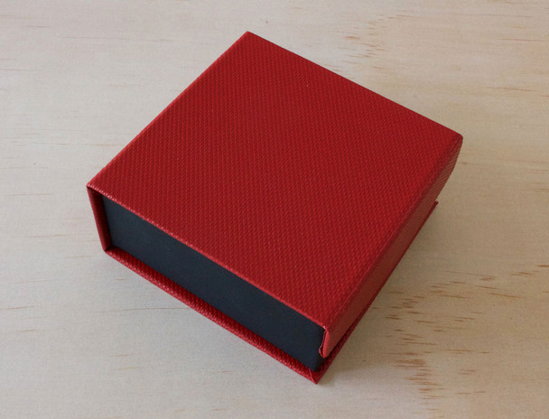 Ring Earring Combination Box with Magnetic Flap Red Pebbled Finish 3.5" x 3.6" x 1.6"H (PJ6C-R41)