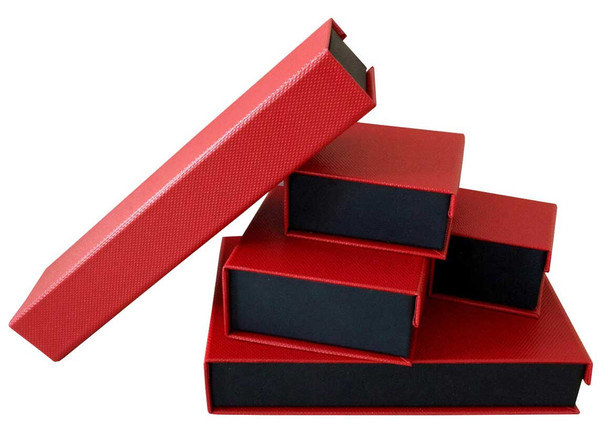 Ring Box with Magnetic Flap Red Pebbled Finish 2.15" x 2.37" x 1.75"H (PJ3R-R41)