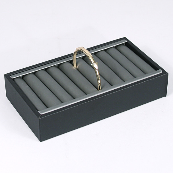 Bangle Tray with 9 Slots and Steel Grey Leatherette Finish, 7 1/2" x  1 3/8" (210-87R)