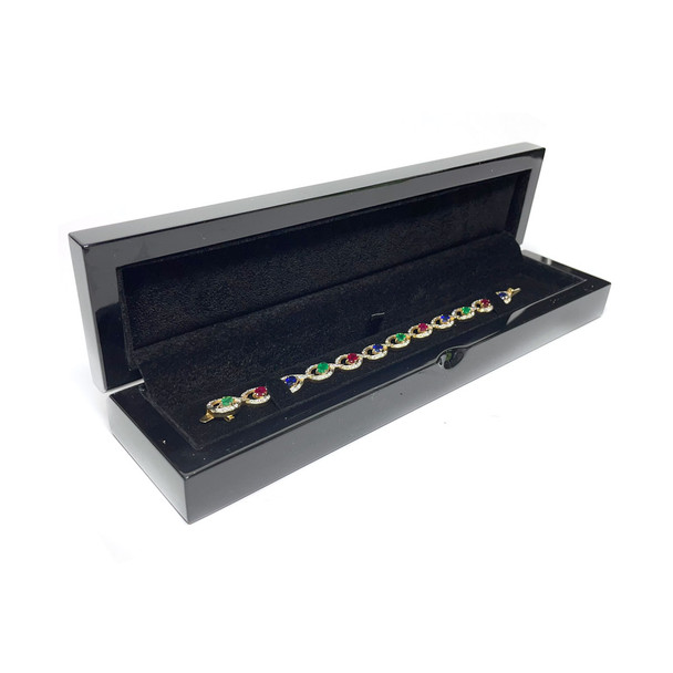 Meridian Black Wood Bracelet Box 9.37" x  2.25" x 1.5"H (WKB5-BK)