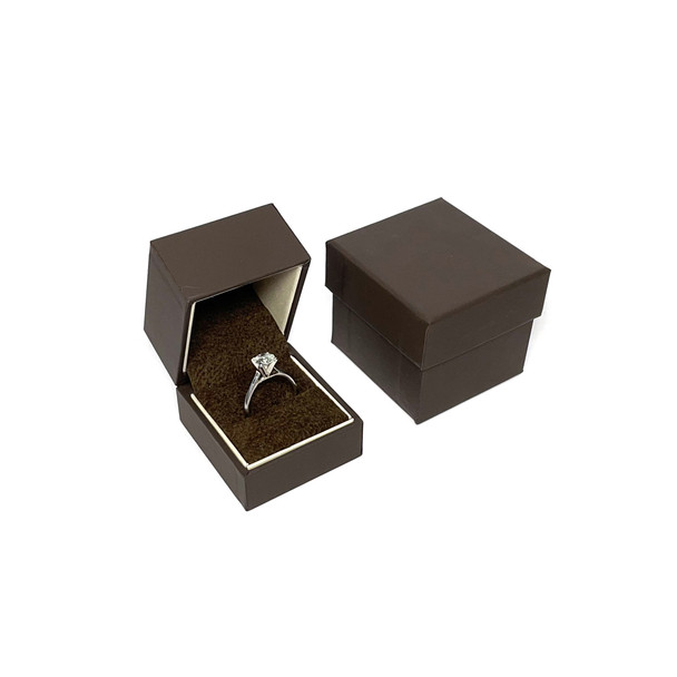 Brown Matte Ring Box 1.87" x 2" x  1.87"H (KM3R-K35)