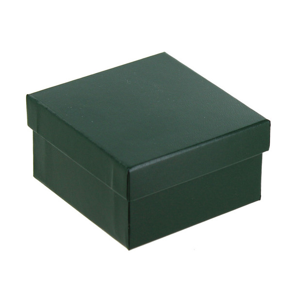 Antique Golden Latch Green Leatherette Double Ring Box, 2.87" x 2" x 1.5"H (JT5R-GN)