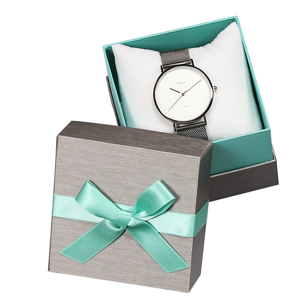 Deluxe Joy Bow Tie Watch Box 4"x 4" x 2 1/2" (HS2W-S74)-Price for 12pcs