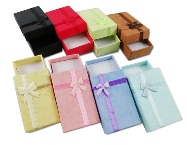 Bow Tie Combination Ring Pendant Earring Box-8 Assorted Colors- 1.75" x 3" x .87" H (EDK6P-MX)--Price per 24pcs