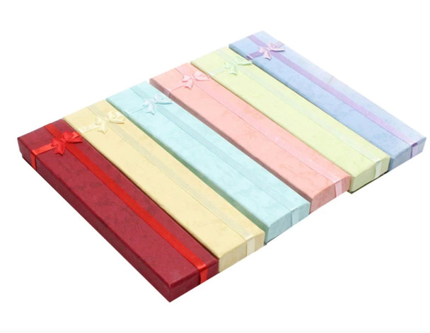 Bow Tie Bracelet Box-8 Assorted Colors- 7.75" x 1 1/2" x .75" H (EDKB-Color)--Price per 12pcs