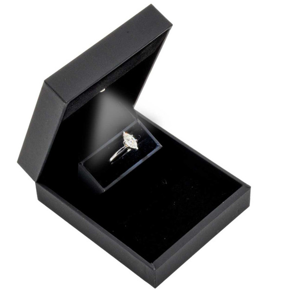 Lighted Ring Box Compact and Sleek Includes Outer Sleeve