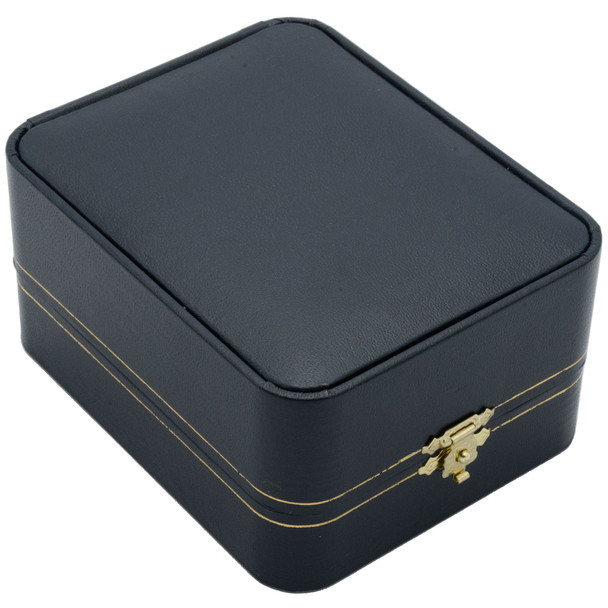 Antique Style Gold Latch Leatherette Watch Box, 3.5" x 4.37" x 2.12"H (JT8W-BL)