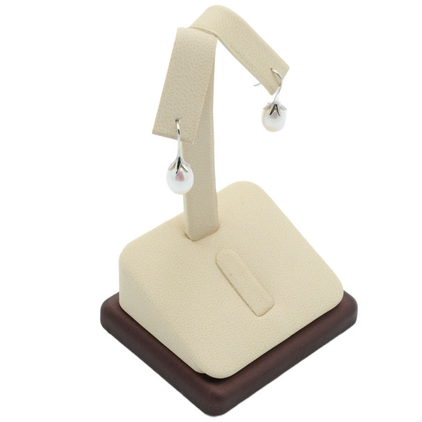 Beige Faux Leather Steel Brown Earring-Ring Combo Display (F35-21-L30)
