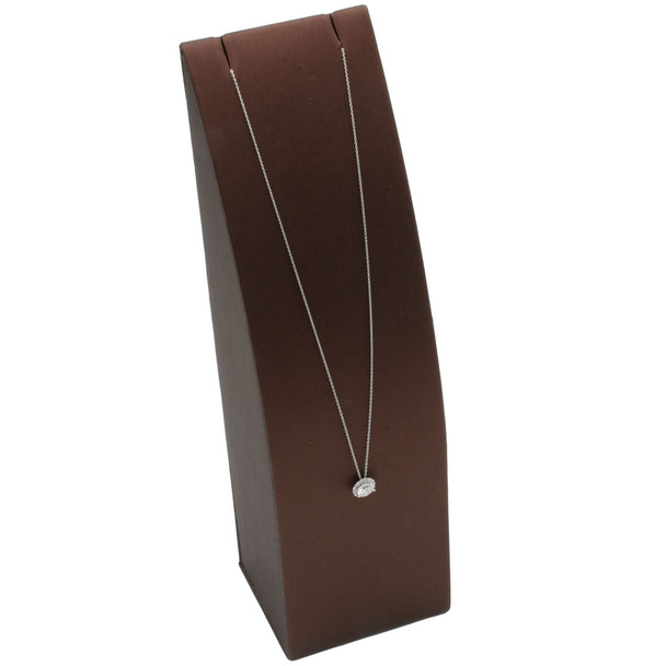 Steel Brown Faux Leather Necklace Pedestal 2.62" x 2.75" x 9.75"H (ND-1993-BD)