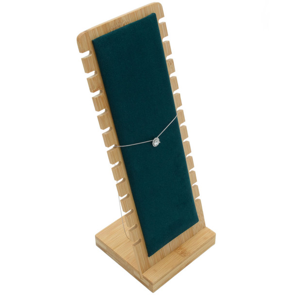 Two Piece Wooden Necklace Display with Green Center Pad, (ED1N-GN)