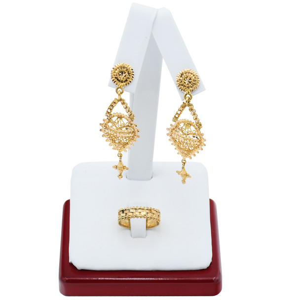 Earring and Ring Combo Display for Hoops or Dangle Earrings in White Leatherette with Rosewood Base(F35-21-RW)