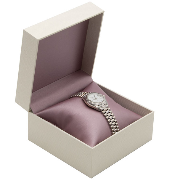 Watch Pillow Box Paradiso Exterior and Lilac Pink Satin Interior 4.5" x 4.25" x 2.75"H