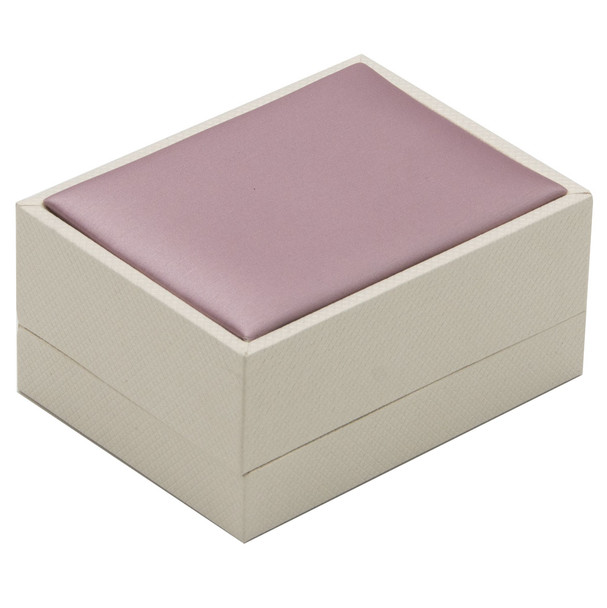 Double Ring Box with Paradiso Exterior and a Lilac Pink Satin Interior 3.12" x 2..37" x 1.5"H