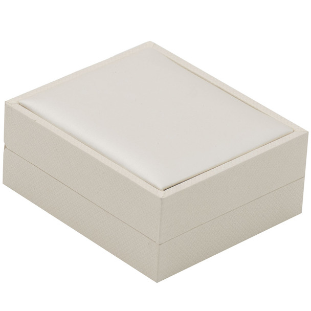 Earring Pendant Box with White Shimmer Satin and Paradiso  2.75" x 3.12" x 1.25"H