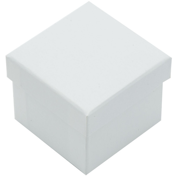 Earring Box with White Shimmer Satin and Paradiso 2" x 2" x 1.62"H