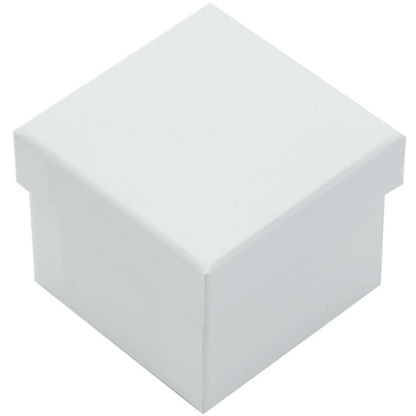 Ring Box with White Shimmer Satin and Paradiso 2" x 2" x 1.62"H