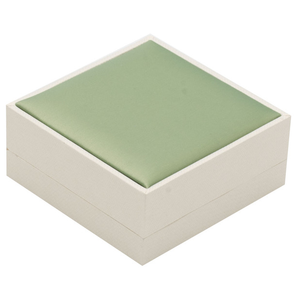 Pendant Necklace Box with Pistachio Green Satin and Paradiso 3.5" x 3.5" x 1.5"H