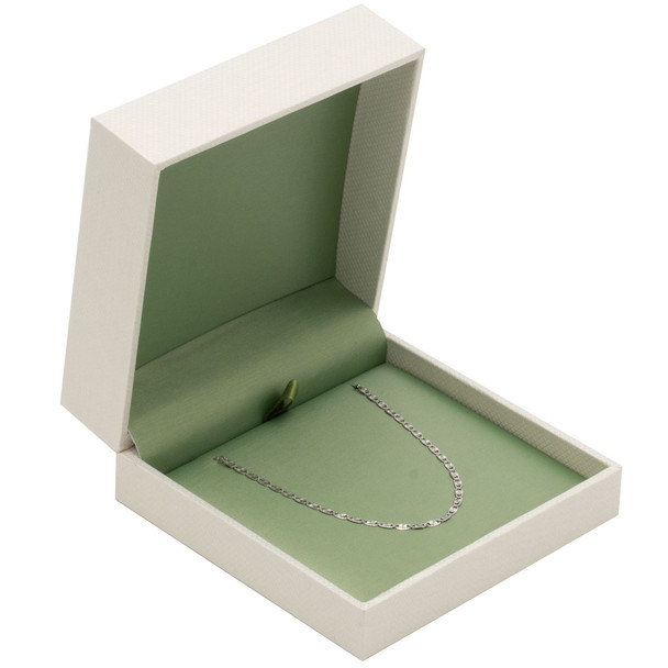Pendant Necklace Box with Pistachio Green Satin and Paradiso 3.5" x 3.5" x 1.5"H