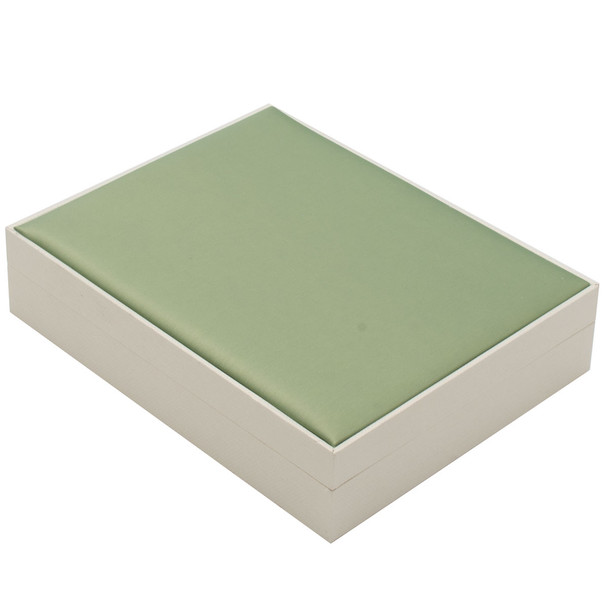 Necklace Box with Pistachio Green Satin and Paradiso 5.87" x 7.37" x 1.62"H