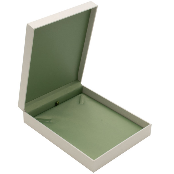 Necklace Box with Pistachio Green Satin and Paradiso 5.87" x 7.37" x 1.62"H