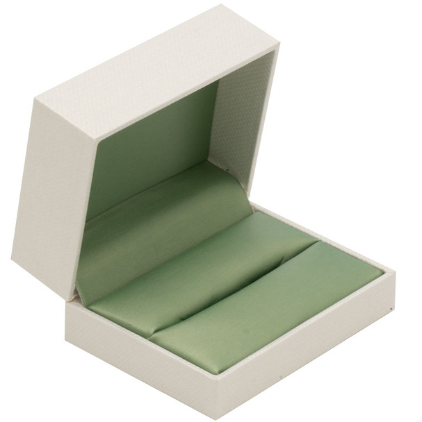 Wedding Set Double Ring Box in Pistachio Green Satin and Paradiso 3.12" x 2..37" x 1.5"H