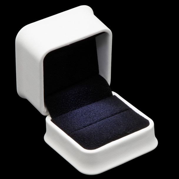 Lighted Ring Box with Calcove Plush Leatherette and Black Suede Interior