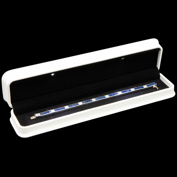 Lighted Tennis Bracelet Watch Box with Calcove Plush Leatherette and Black Suede Interior