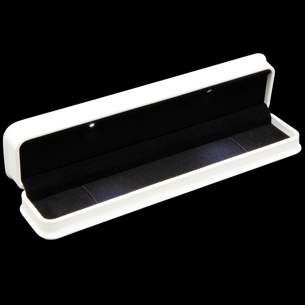 Lighted Tennis Bracelet Watch Box with Calcove Plush Leatherette and Black Suede Interior