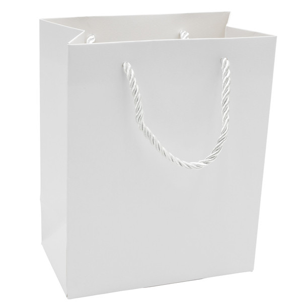 Paper Tote Gift Bag White Color with Rope Handles - 20 Pieces per Pack - Choose a Size