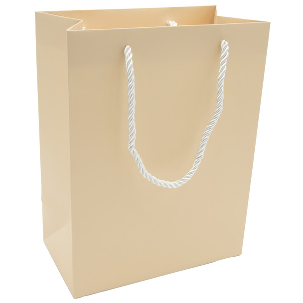 Paper Tote Gift Bag Beige Color with Rope Handles - 20 Pieces per Pack - Choose a Size