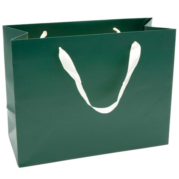 Paper Tote Gift Bag Dark Green Color with Ribbon Handles - 20 Pieces per Pack - Choose a Size