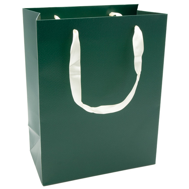  Paper Tote Gift Bag Dark Green Color with Ribbon Handles - 20 Pieces per Pack - Choose a Size