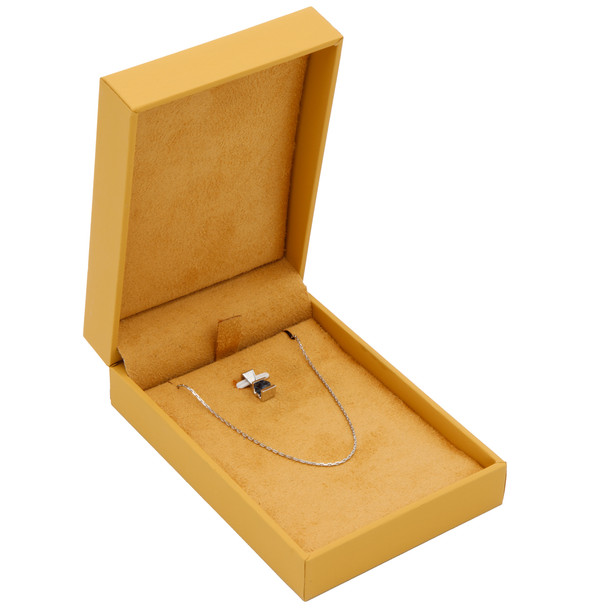 Earring Pendant Charm Box Features a Suede Interior with Matching Butterscotch Colored Matte Exterior - 12pcs per pack