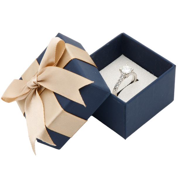 Premium Two Piece Ring Box with a Satin Bow Tie ~ 24 Pieces Per Pack